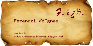 Ferenczi Ágnes névjegykártya
